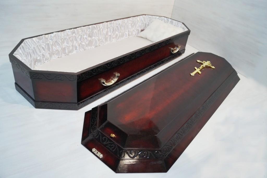 Гробы лакированные Гроб восьмигранный «Морель с резным багетом»
